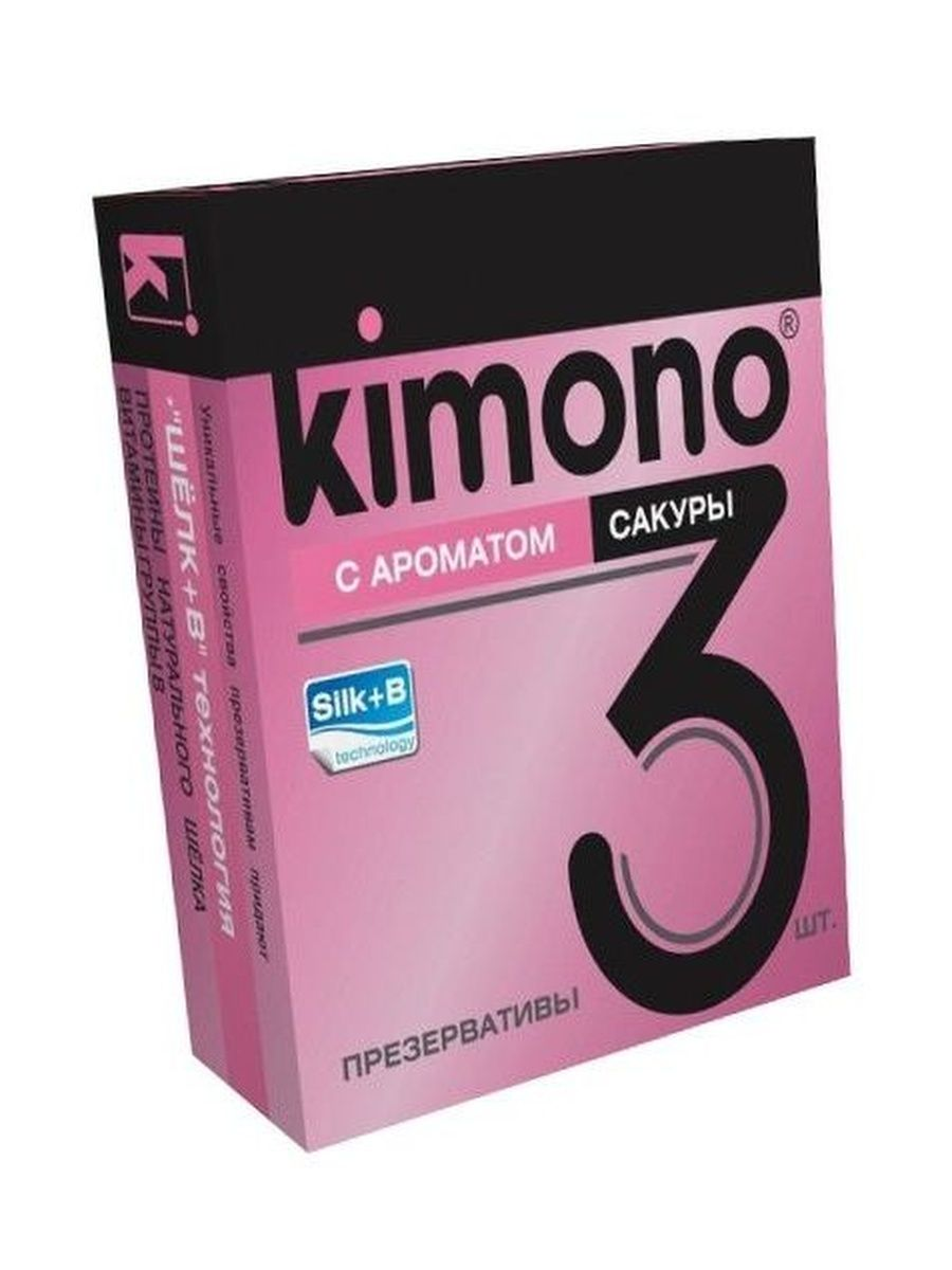 Презервативы KIMONO с ароматом сакуры - 3 шт., (2шт.), прозрачный, латекс  - купить