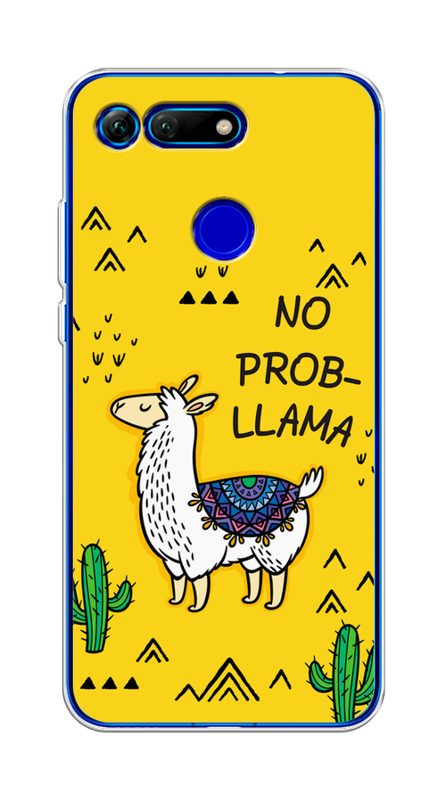 

Чехол Awog на Honor V20 (View 20) "No probLLama", Желтый;черный;синий, 67350-2