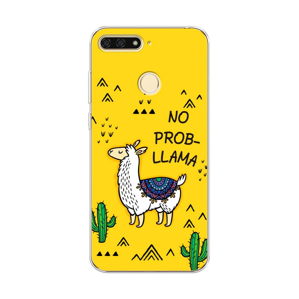 

Чехол Awog на Honor 7C "No probLLama", Желтый;черный;синий, 64550-2