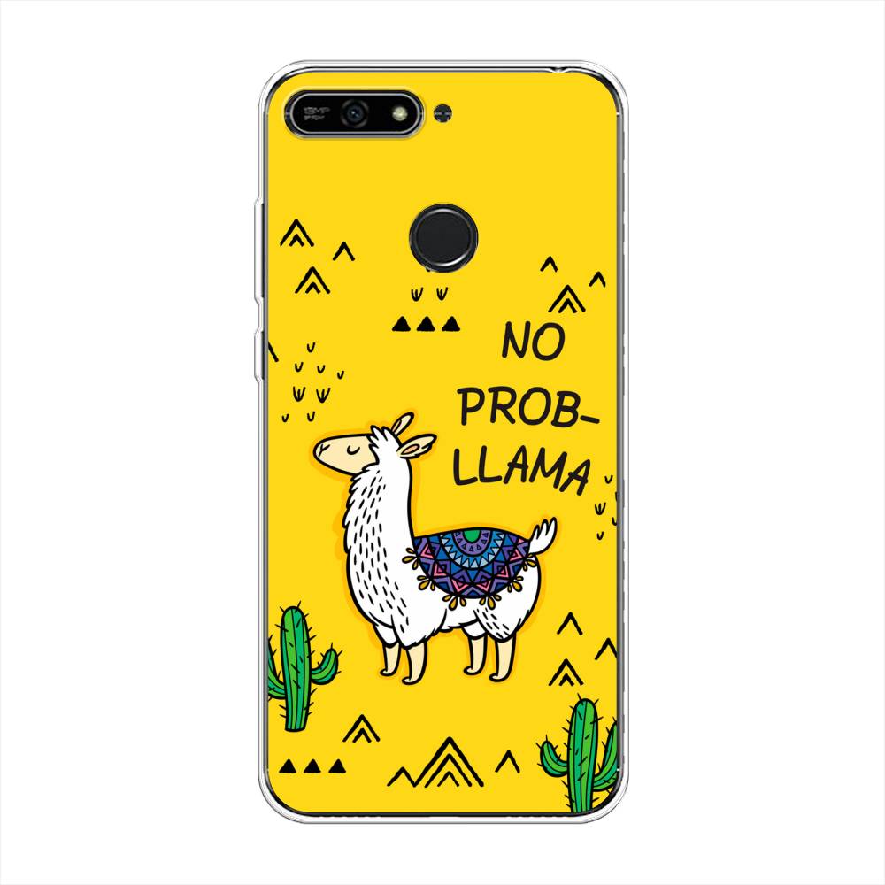 

Чехол Awog на Honor 7A Pro "No probLLama", Желтый;черный;синий, 65450-2