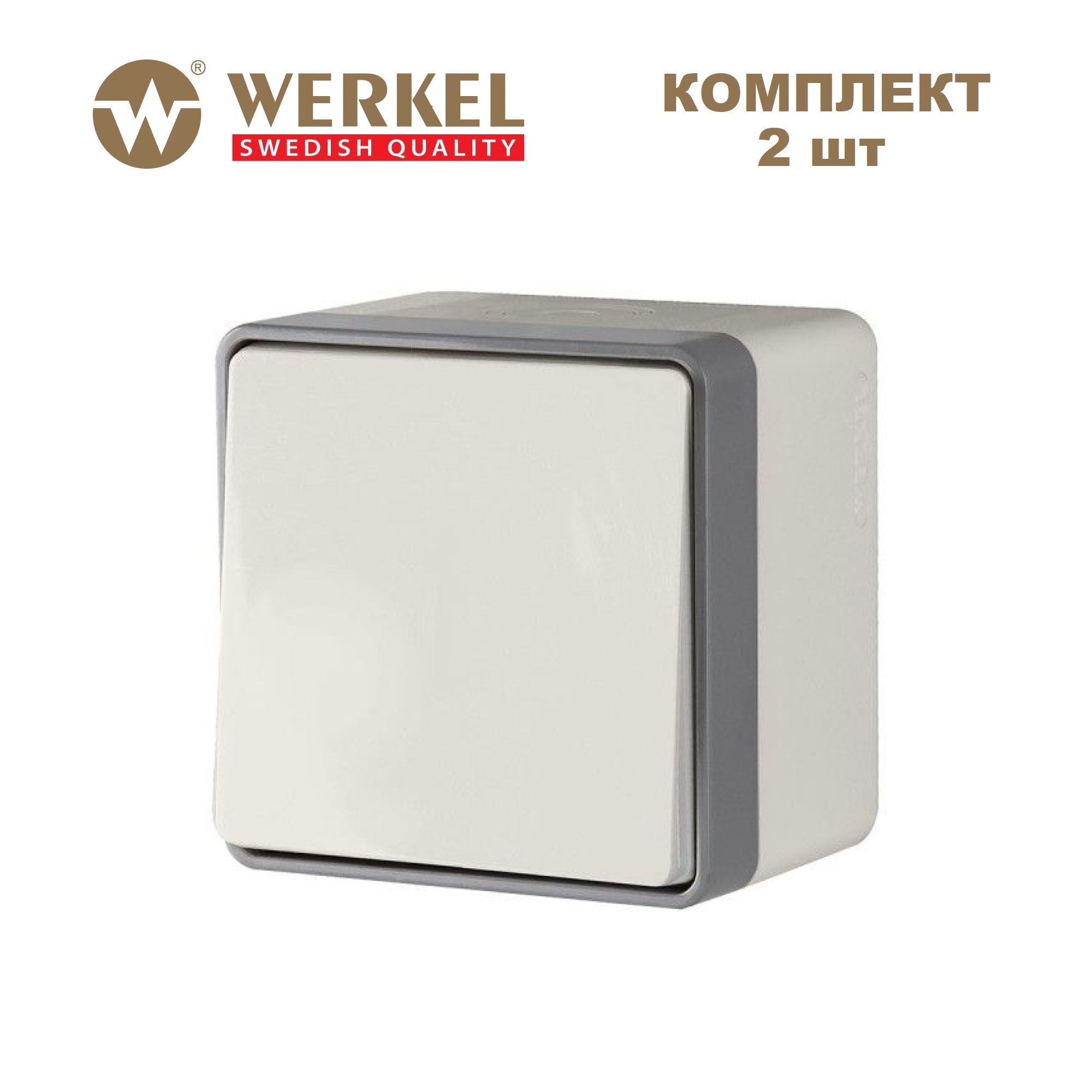 

Комплект накладных влагозащищенных выключателей Werkel Gallant W5010203 слонов. кость, 2шт, Бежевый, Накладной выключатель одноклавишный влагозащищенный Gallant комплект