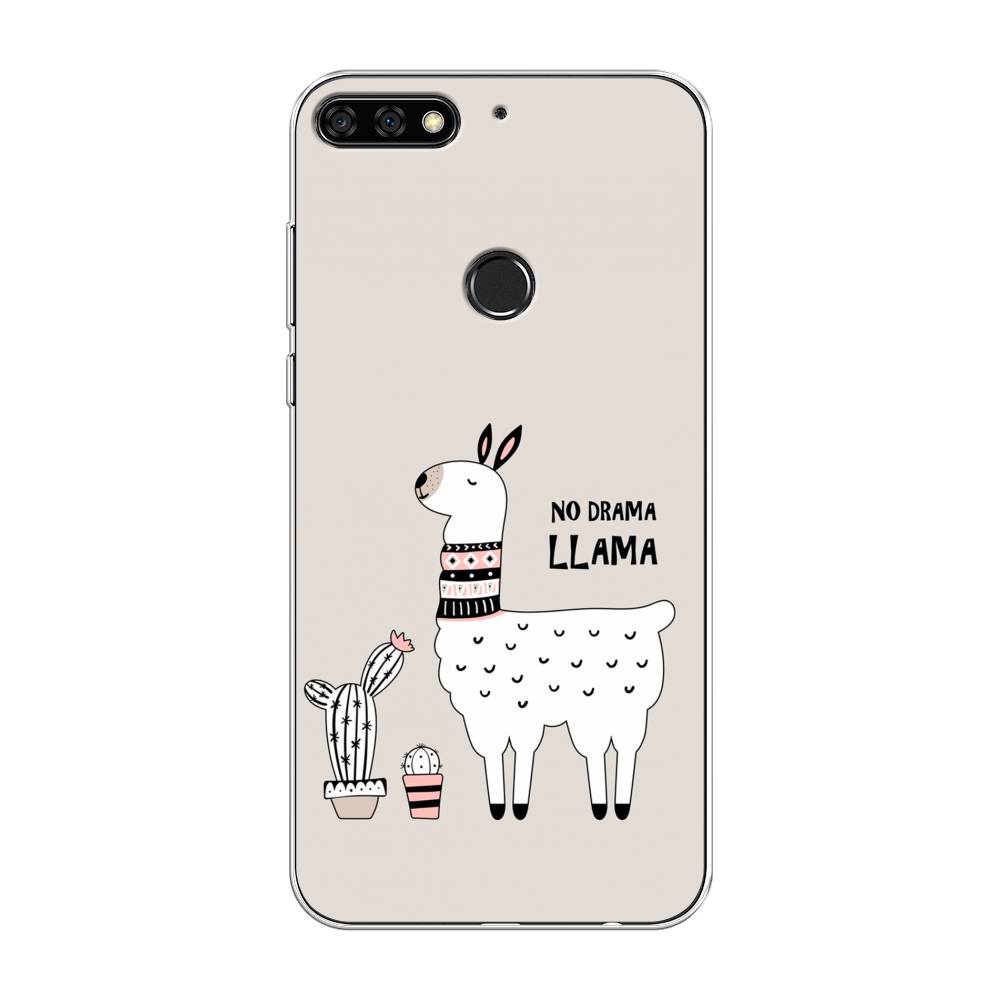 

Чехол Awog на Huawei Y7 Prime 2018 "No drama LLama", Бежевый;серый;белый, 66450-2