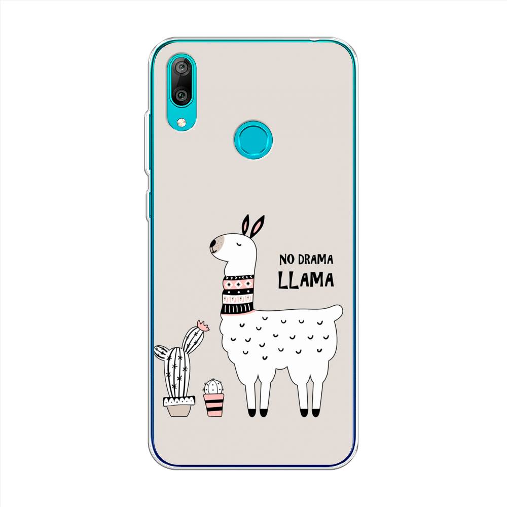 

Чехол Awog на Huawei Y7 2019 "No drama LLama", Бежевый;серый;белый, 68450-2
