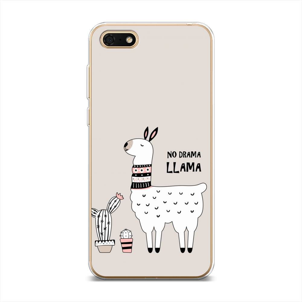 

Чехол Awog на Huawei Y5 Prime 2018 "No drama LLama", Бежевый;серый;белый, 66350-2