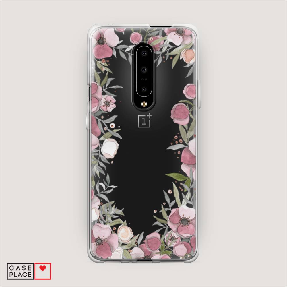 фото Чехол awog "розовая цветочная рамка" для oneplus 7 pro