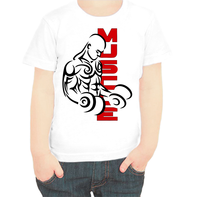 

Футболка мальчику белая 28 р-р muscue, Белый, fdm_mus