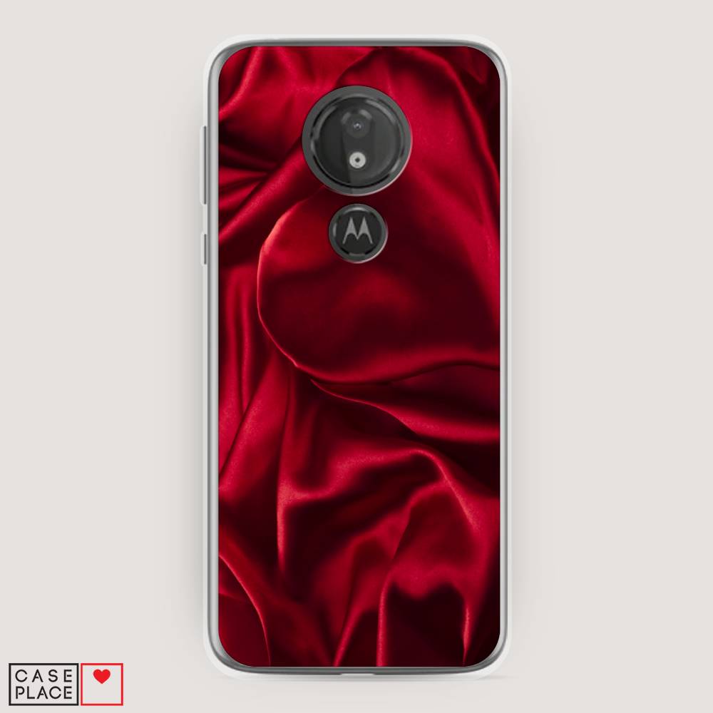 фото Силиконовый чехол "текстура красный шелк" на motorola moto g7 power awog