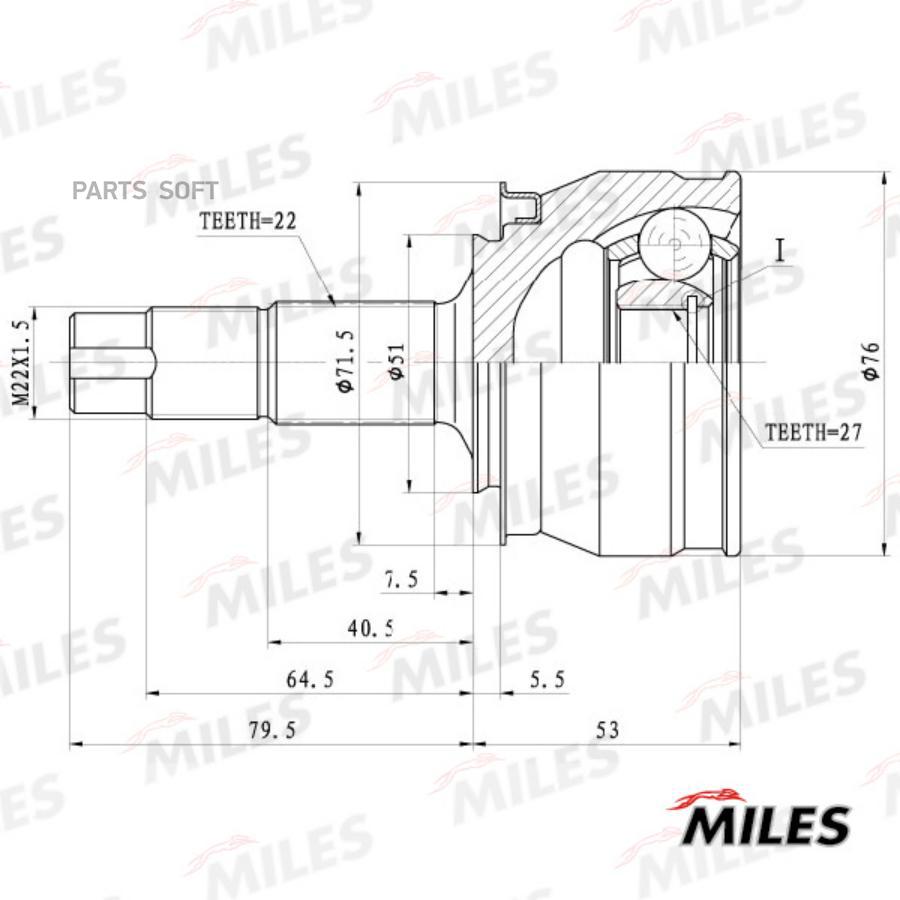 

Шрус Miles Ga20718 Opel Corsa D/Fiat Grand Punto 1.0-1.2 05- Нар. Miles арт. GA20718