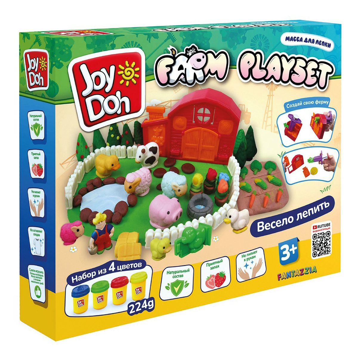 

Набор для лепки Joy Doh Farm-224 Фермерское подворье 230 г 4 цвета, Красный;синий;зеленый;желтый