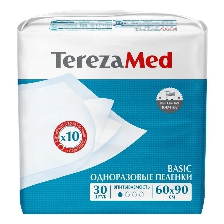 Пеленки TerezaMed одноразовые 60 х 90 см 30 шт 709₽