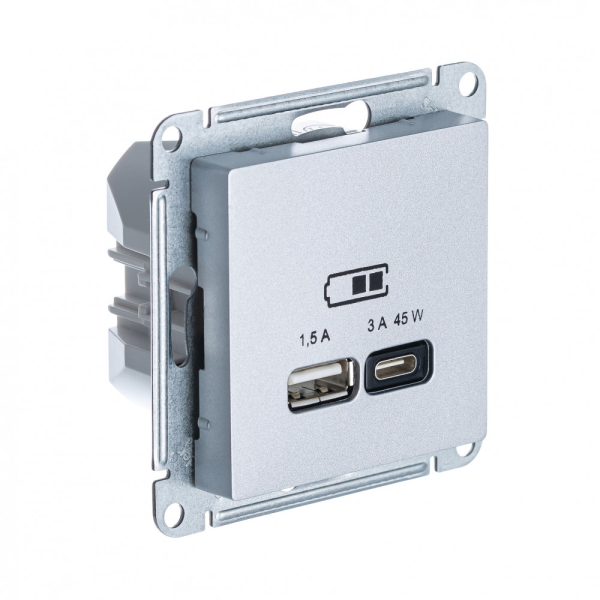 фото Usb розетка a system electric (schneider electric) atlasdesign + тип-c 45w,алюминий