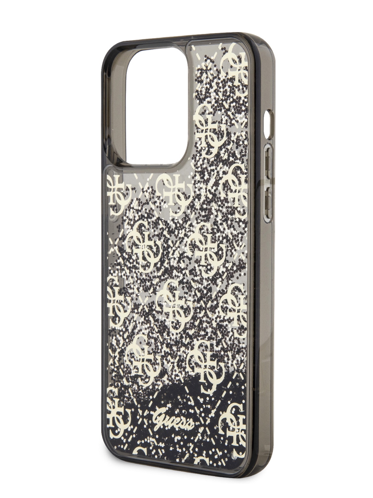 

Чехол Guess для iPhone 15 Pro Max с жидким гелем и блестками, черный, Liquid Glitter