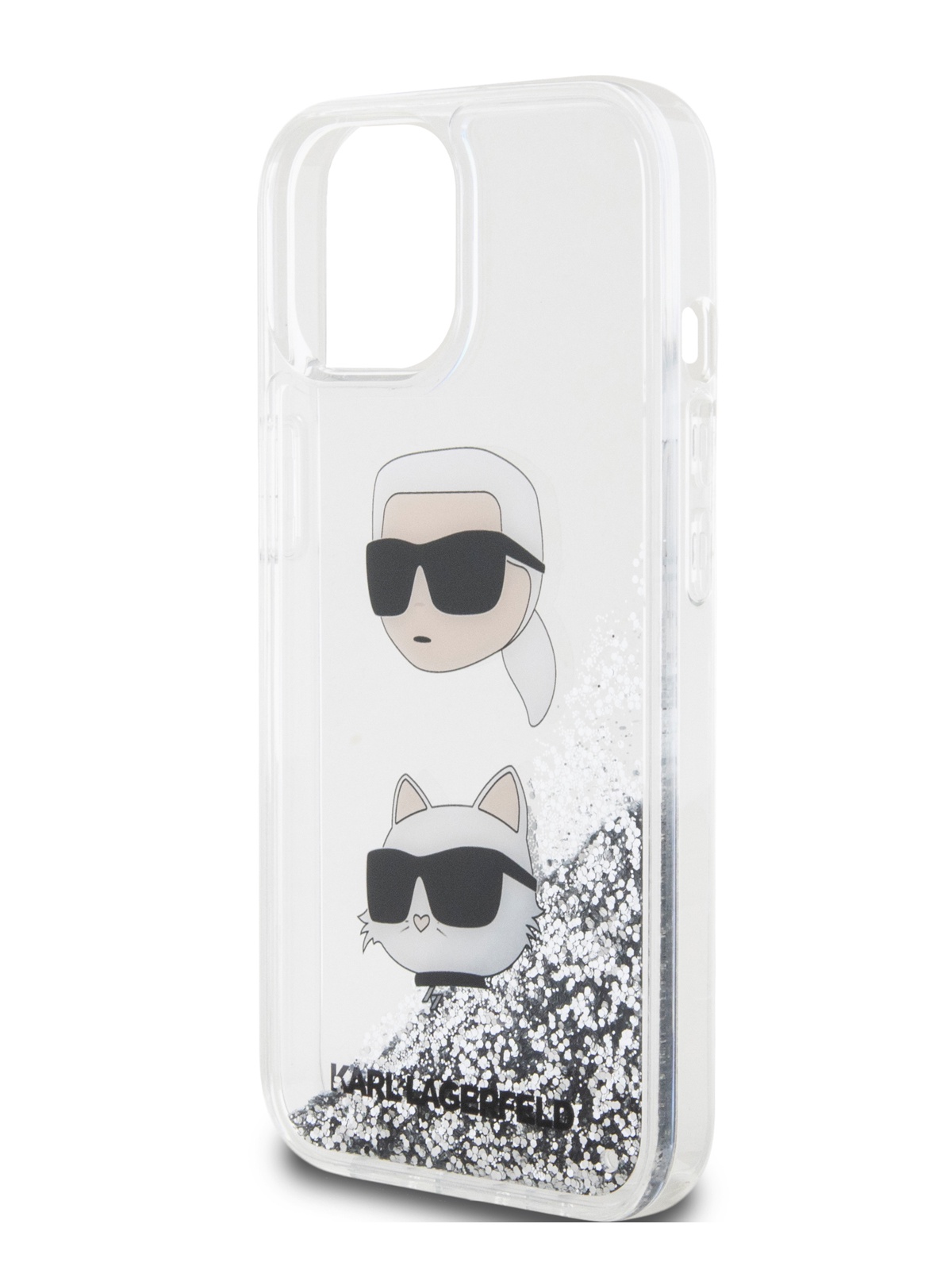 

Чехол Karl Lagerfeld для iPhone 15 с жидким гелем и блестками, белый, Liquid Glitter