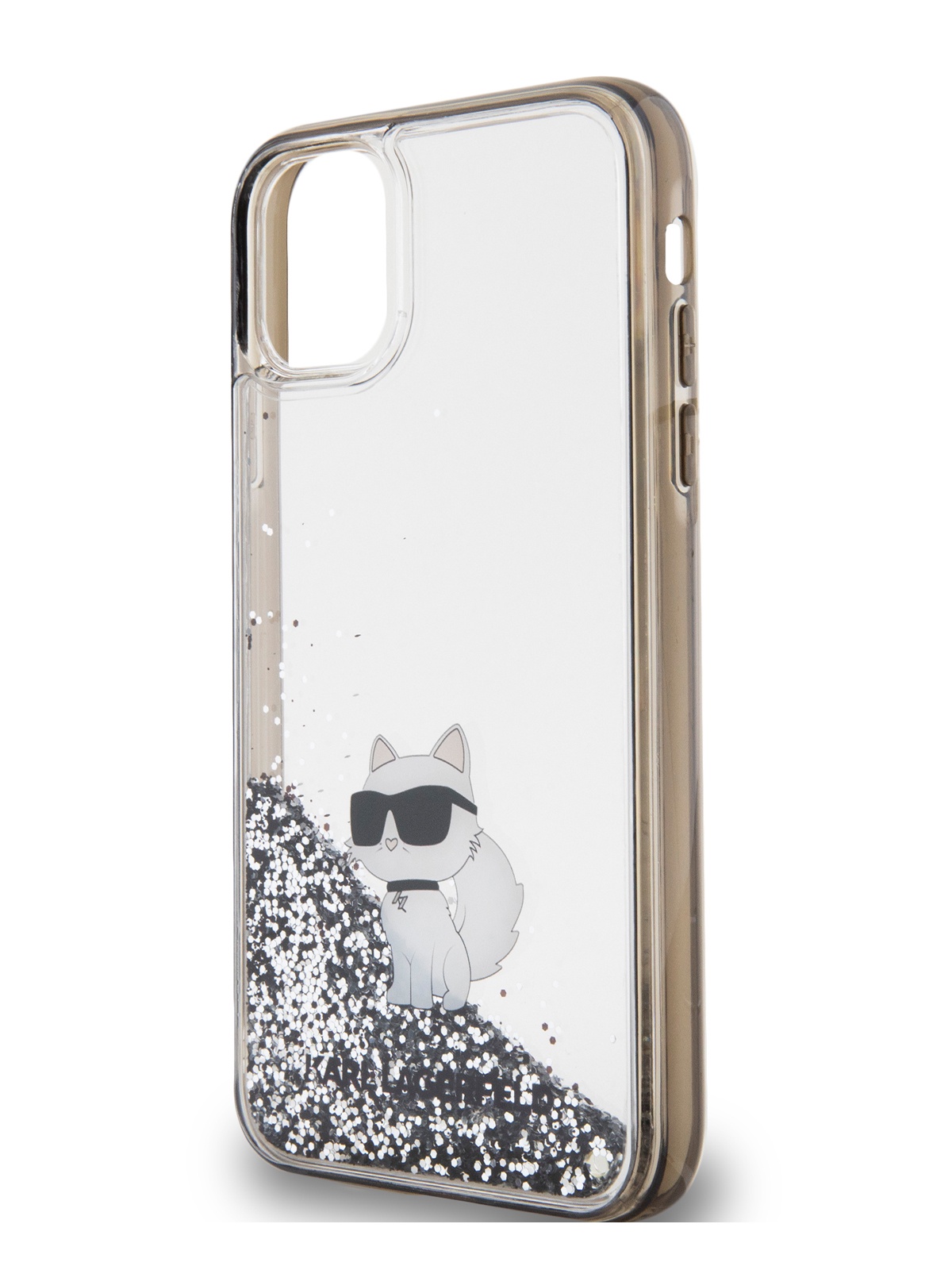 

Чехол Karl Lagerfeld для iPhone 11 с жидким гелем и блестками, прозрачный/черный, Liquid Glitter