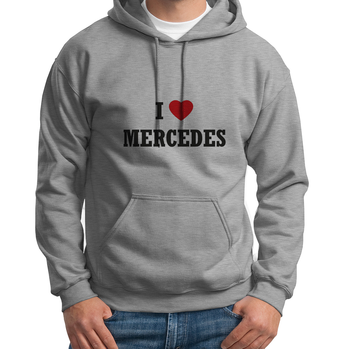 

Худи унисекс CoolPodarok Авто I love Mercedes серое 50 RU, S0111456