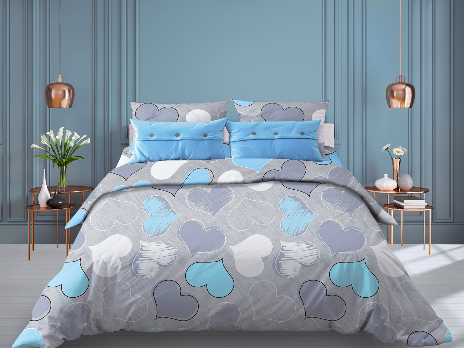 фото Комплект постельного белья семейный galtex нежность романтика голубой