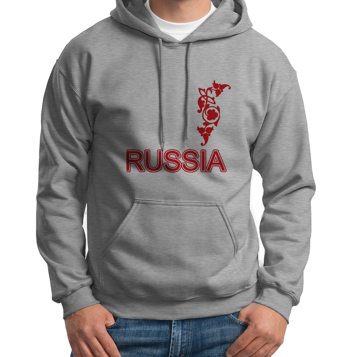 

Худи унисекс CoolPodarok Russia серое 50 RU, 0S011134