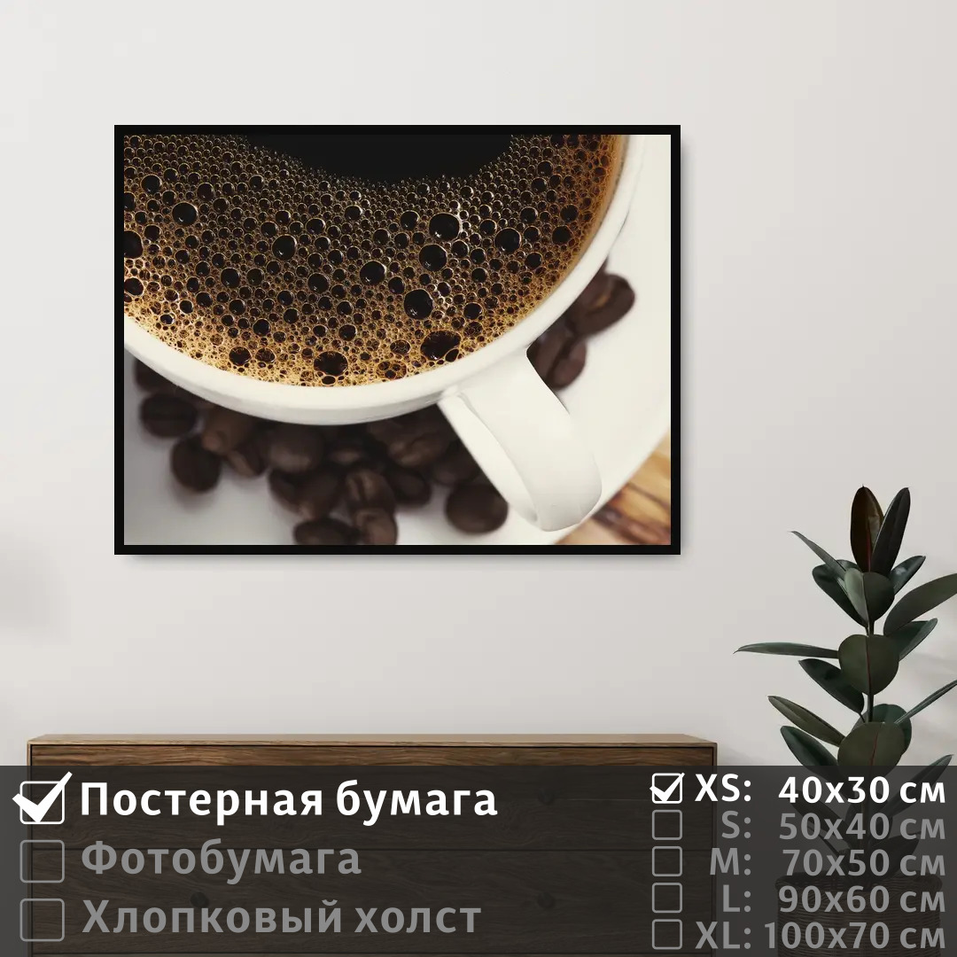 

Постер на стену ПолиЦентр Кофейный напиток крупный план 40х30 см, КофейныйНапитокКрупныйПлан