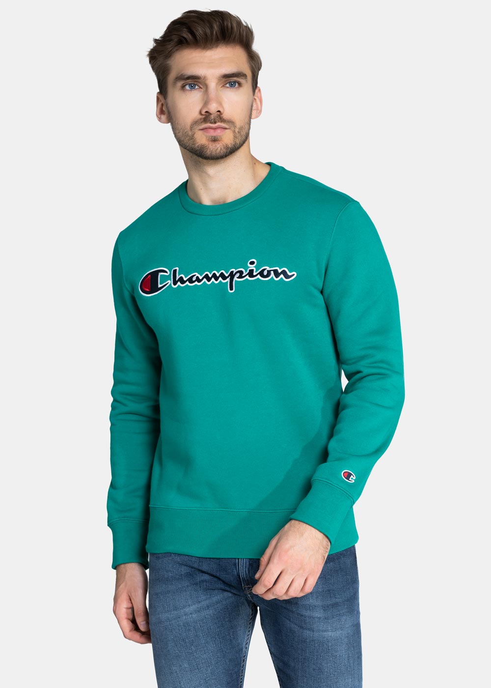 

Свитшот мужской Champion Rochester Champion Logo Crewneck зеленый S, Rochester Champion Logo Crewneck