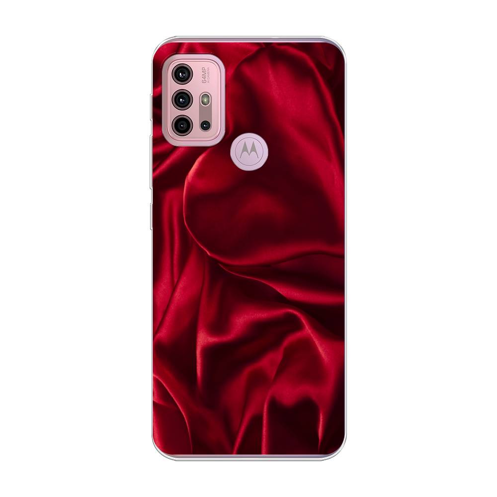 фото Силиконовый чехол "текстура красный шелк" на motorola moto g30 awog