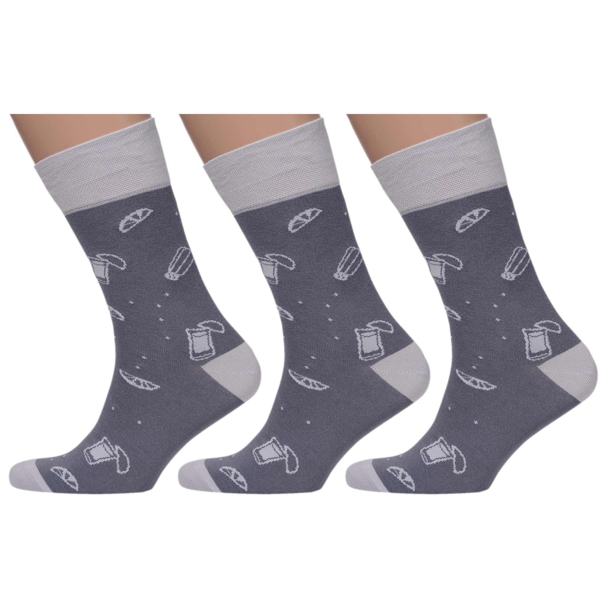 

Комплект носков мужских MoscowSocksClub msk3-М37 серых 25, Серый, msk3-М37