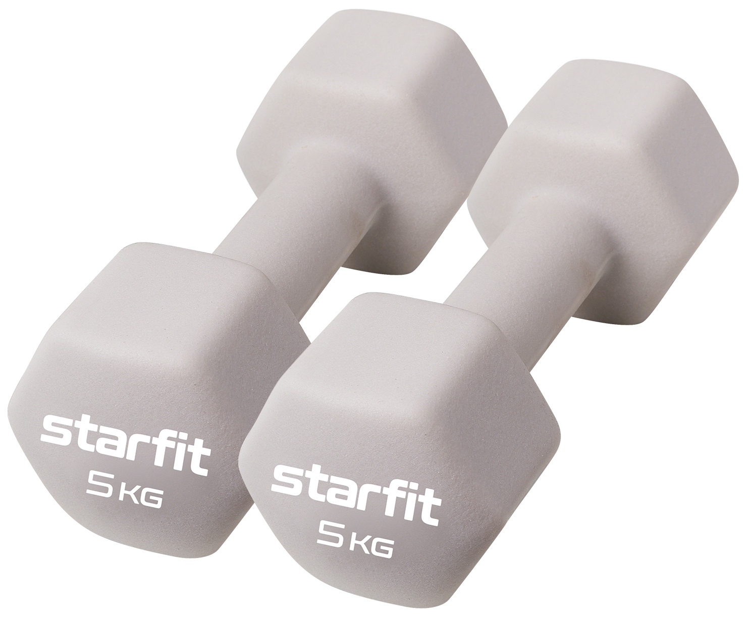 

Гантель неопреновая STARFIT DB-201 5 кг, тепло-серый пастель (пара), DB-201