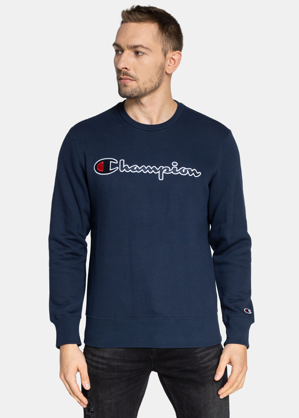 

Свитшот мужской Champion Rochester Champion Logo Crewneck синий S, Rochester Champion Logo Crewneck