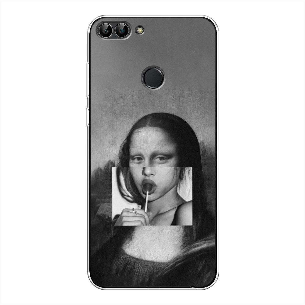 

Чехол Awog на Huawei Y9 2018 "Mona Lisa sucking lollipop", Серый, 64950-9