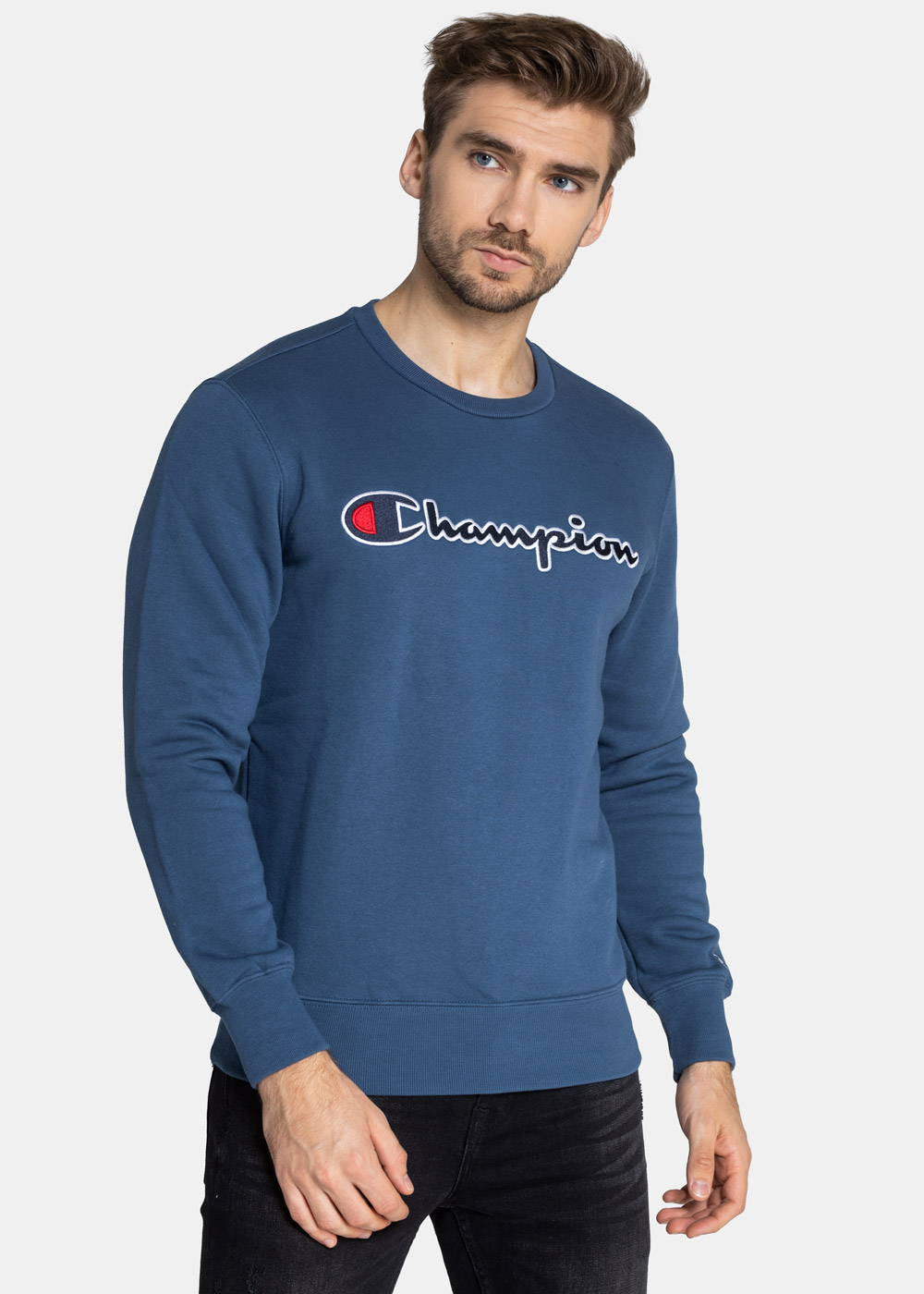 

Свитшот мужской Champion Rochester Champion Logo Crewneck синий S, Rochester Champion Logo Crewneck