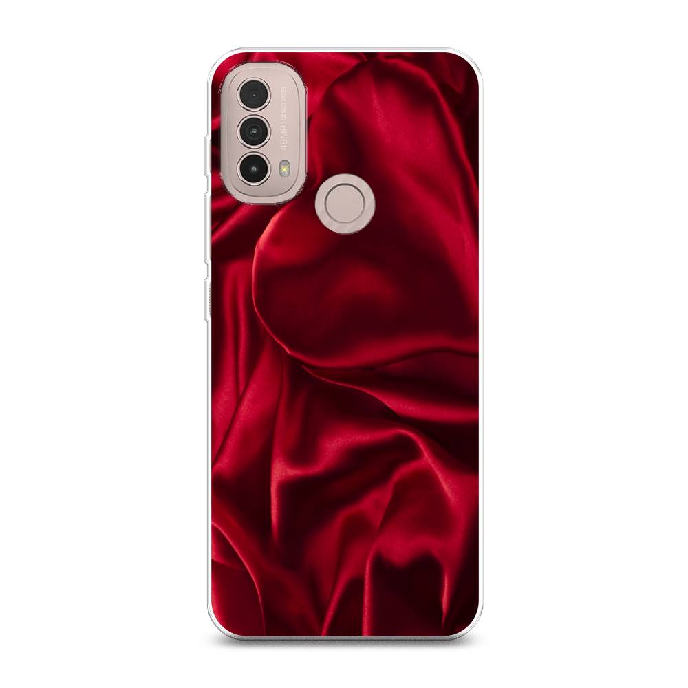фото Силиконовый чехол "текстура красный шелк" на motorola moto e40 awog