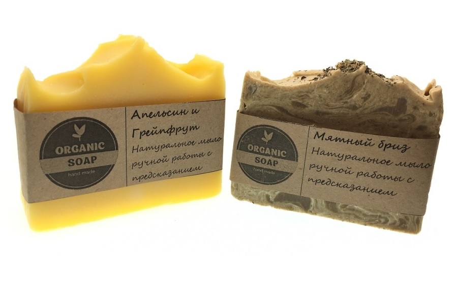 

Мыло ручной работы Organic Soap Набор из 2-х видов: Апельсин и грейпфрут и Мятный бриз, 36