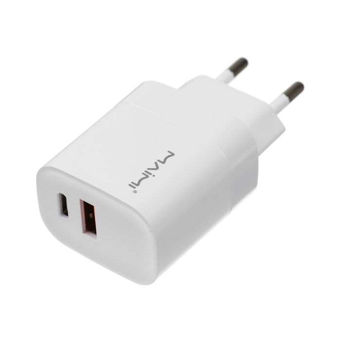 

Сетевое зарядное устройство Maimi C107, USB, 3 А, Type-C, 3 А, 20 Вт, PD, белое, C107