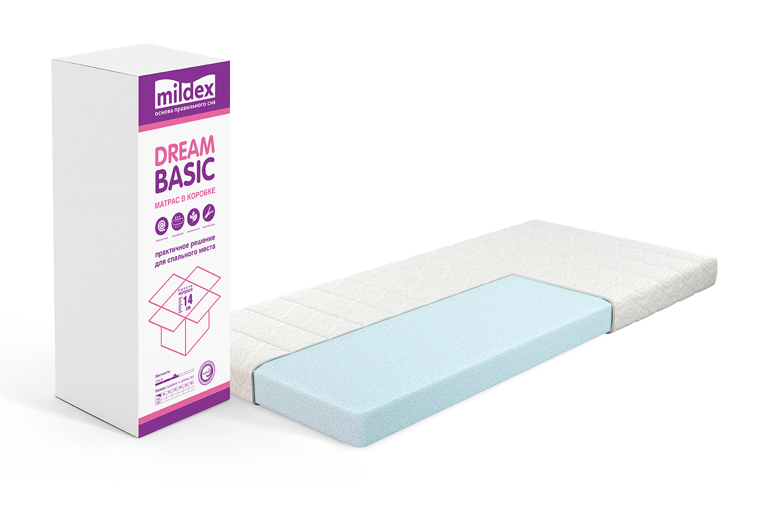 

Матрас беспружинный MILDEX Mildex Dream Basic, Dream Basic