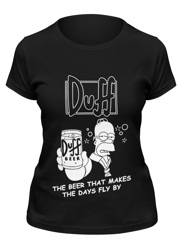 

Футболка женская Printio Гомер с пивом duff черная S, Гомер с пивом duff