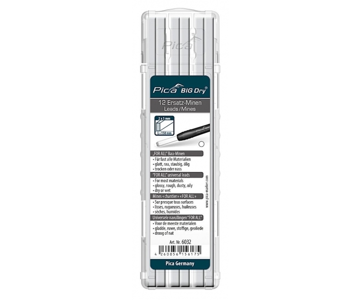 

Грифели Pica комплект для строительного карандаша Pica BIG Dry MARKER 6032, Белый