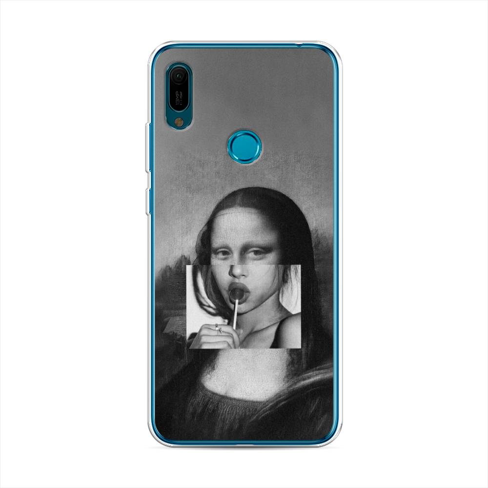 

Чехол Awog на Huawei Y6 2019 "Mona Lisa sucking lollipop", Серый, 68650-9