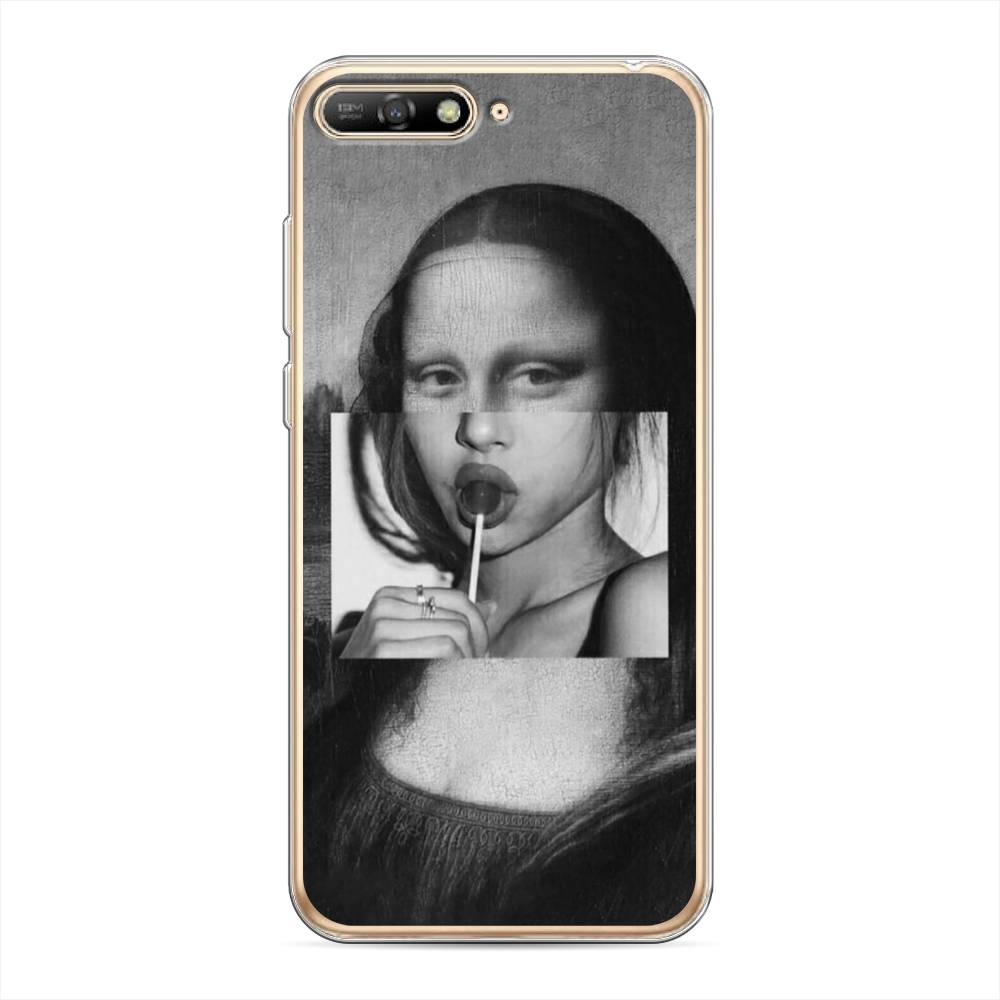 

Чехол Awog на Huawei Y6 2018 "Mona Lisa sucking lollipop", Серый, 67850-9