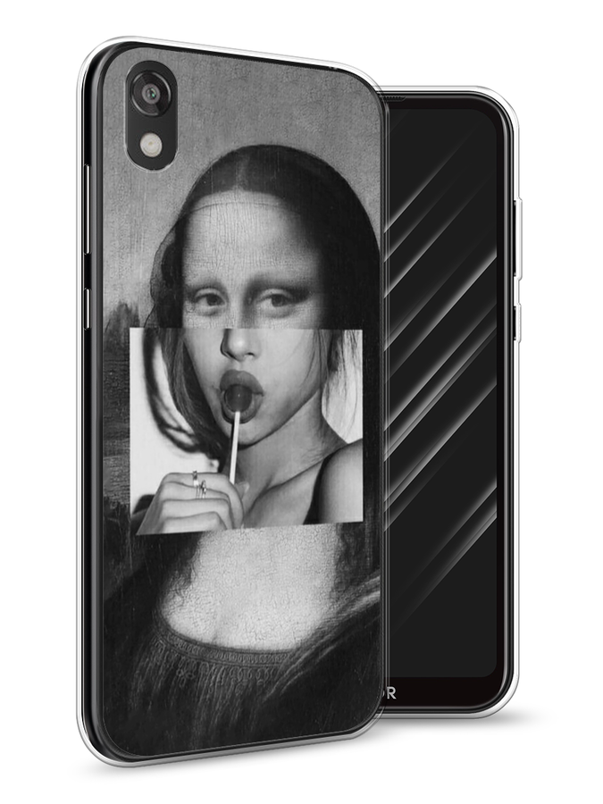 

Чехол Awog на Huawei Y5 2019 "Mona Lisa sucking lollipop", Серый, 69050-9