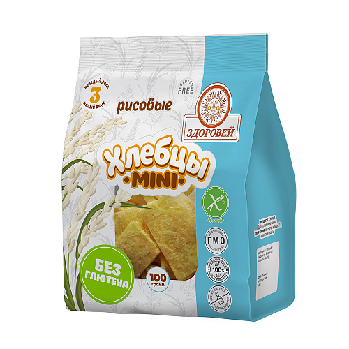 

Хлебцы, Здоровей, Рисовые, мини, 3 штуки по 100 грамм