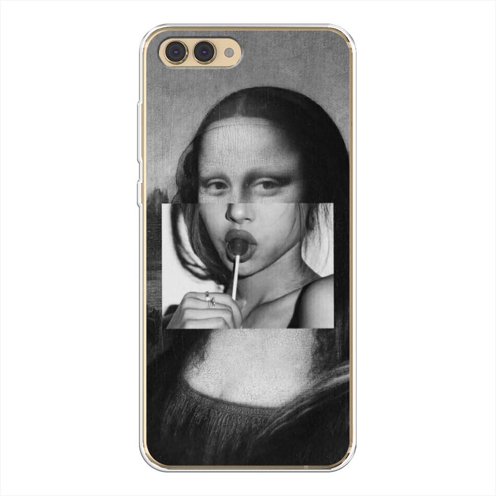 

Чехол Awog на Honor V10 (View 10) "Mona Lisa sucking lollipop", Серый, 65150-9