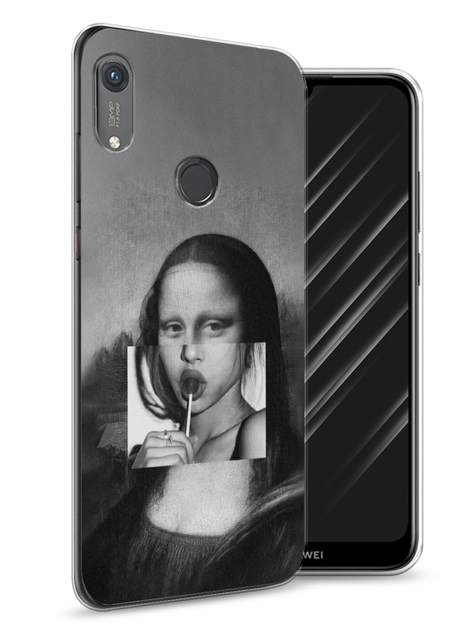 

Чехол Awog на Honor 8A (8A Pro/Prime) "Mona Lisa sucking lollipop", Серый, 68750-9