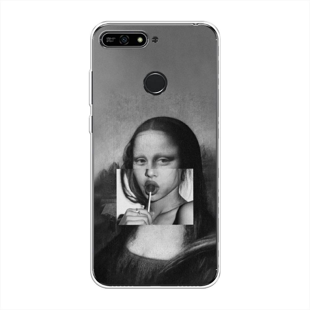 

Чехол Awog на Honor 7A Pro "Mona Lisa sucking lollipop", Серый, 65450-9