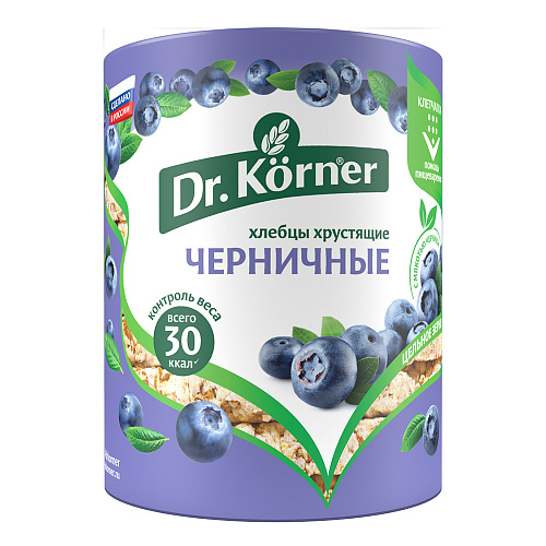 

Хлебцы Dr Korner, хрустящие Злаковый коктейль, черничный, 3 штуки по 100 грамм