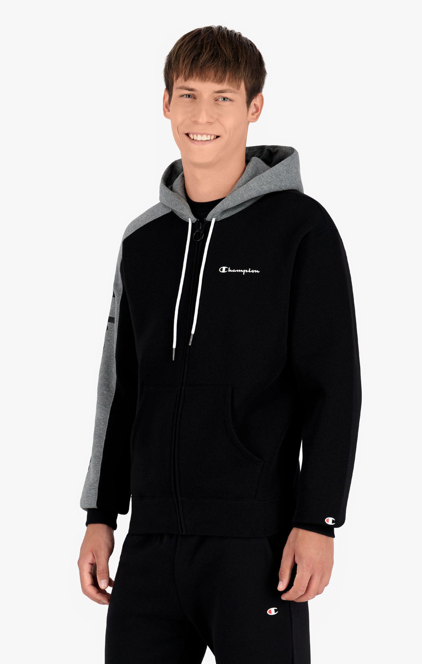 фото Толстовка мужская champion legacy color block full zip синяя l