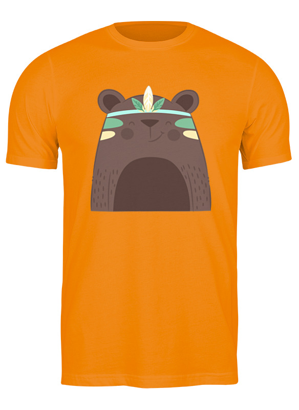 

Футболка мужская Printio Bear here оранжевая M, Оранжевый, Bear here