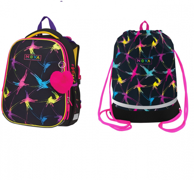 Ранец Berlingo Expert Neon fashion 37x28x16 см, мешок для обуви RU07106