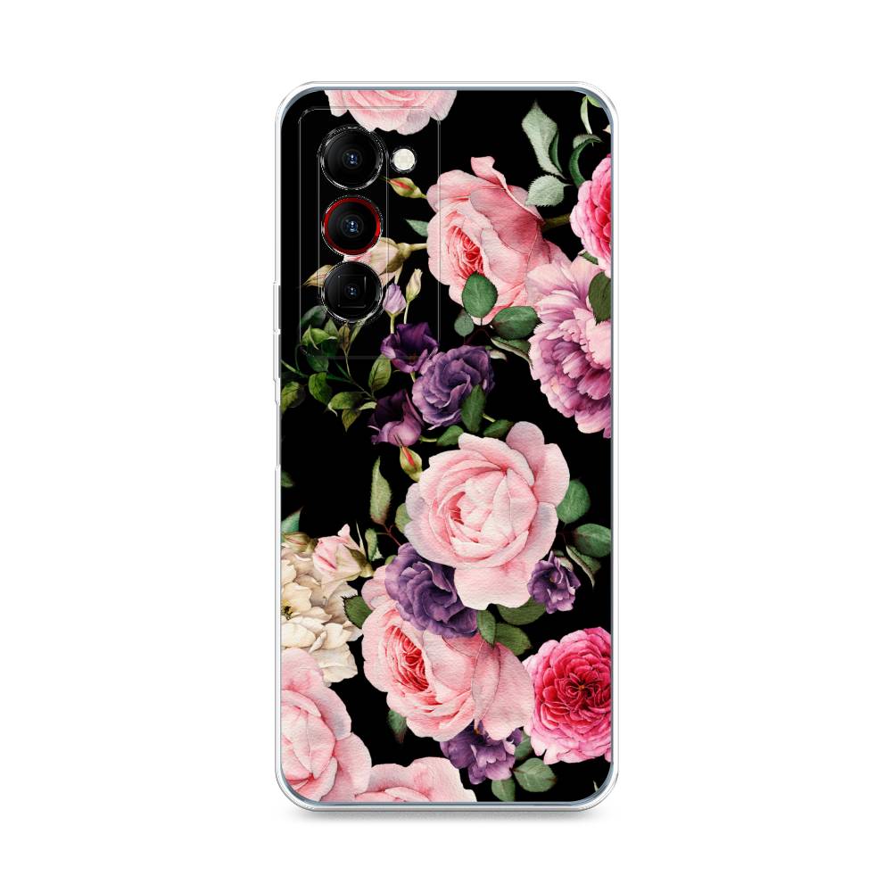 

Чехол Awog на Tecno Camon 18 Premier "Пионы на черном", Разноцветный, 300850-8