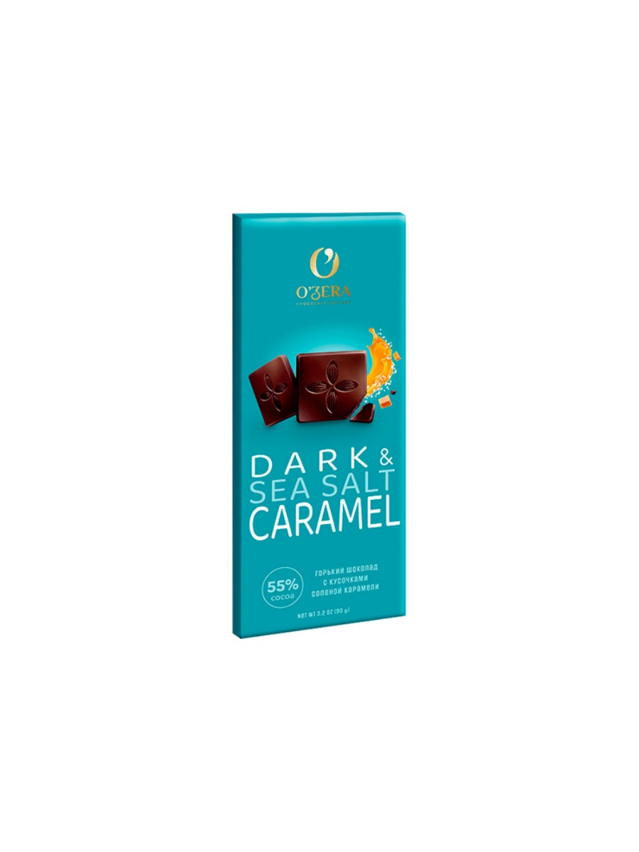 Шоколад, O'Zera, горький Dark Sea salt caramel, 4 штуки по 90 грамм