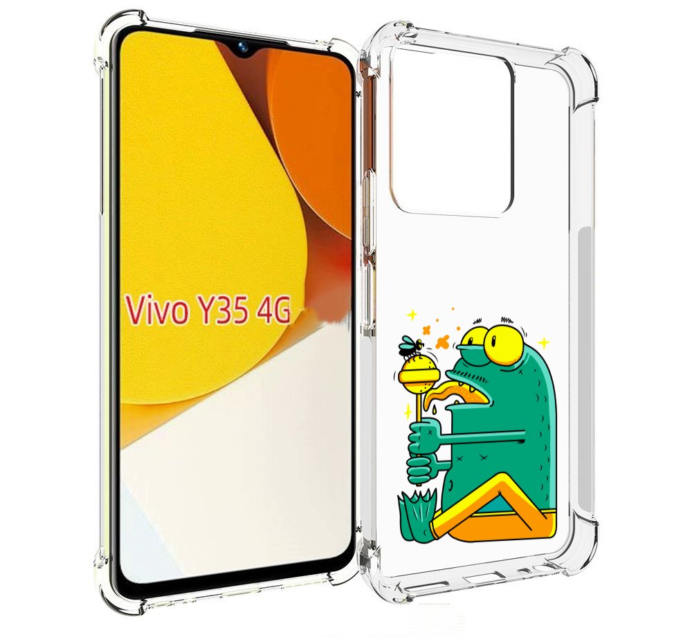 

Чехол MyPads Зеленая лягушка с чупа чупсом для Vivo Y35 4G 2022 / Vivo Y22, Прозрачный, Tocco