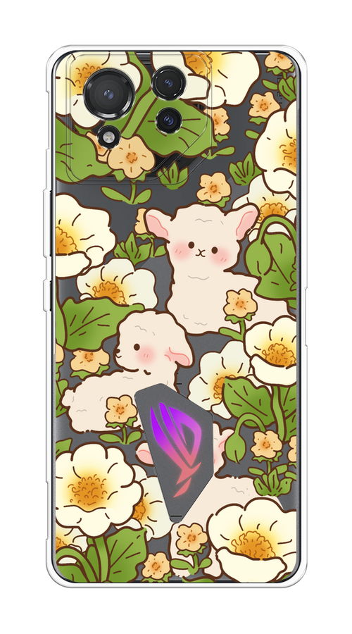 

Чехол на Asus ROG Phone 8 "Овечки в цветах", Зеленый;бежевый, 45150-1